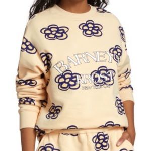 Barneys New York Cream and Blue Floral Sweater